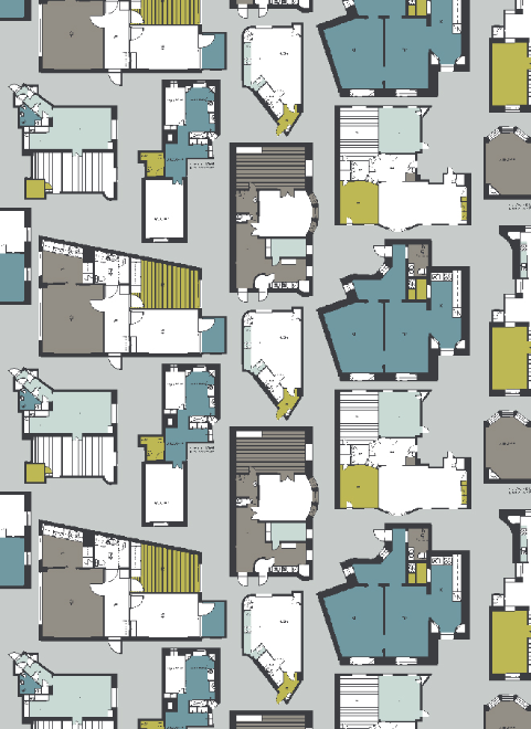 Assinado por Anu Kanervo, este jogo de cama tem estampa de planta baixa de ambientes Assinado por Anu Kanervo, este jogo de cama tem estampa de planta baixa de ambientes