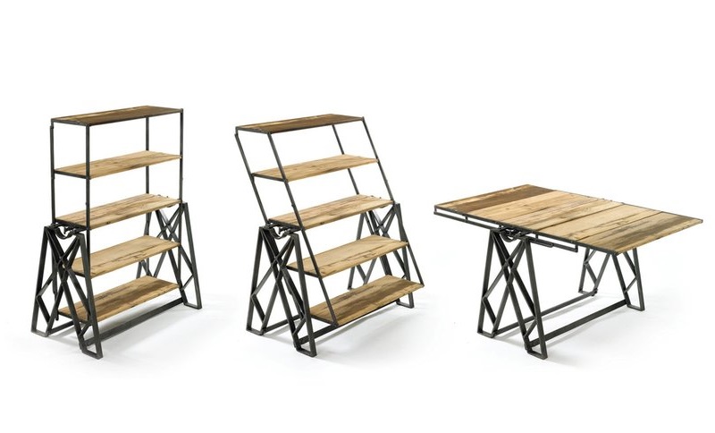 Esta estante se transforma em uma mesa de jantar em segundos