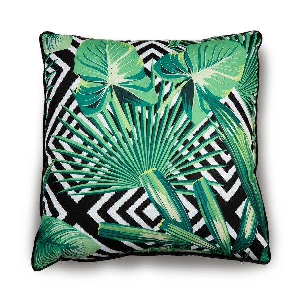 A almofada Leaves, com fundo geométrico, custa R$ 159 na Cecilia Dale.