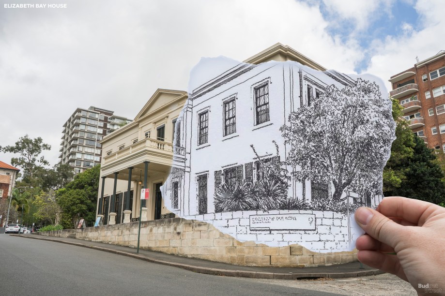 John Verge projetou esta vila grega do Renascimento com vista para o porto de Elizabeth Bay na década de 1830. Era para formar o coração dos extensos jardins do secretário colonial e do botânico amador Alexander Macleay. As cores foram baseadas em descobertas recentes sobre as paletas originais dos antigos templos gregos, e a casa também parecia um templo. Infelizmente, o prédio contribuiu para a ruína financeira de Macleay. Elizabeth Bay House sofreu fortunas variadas ao longo dos anos até ser resgatada como parte de um projeto de herança.