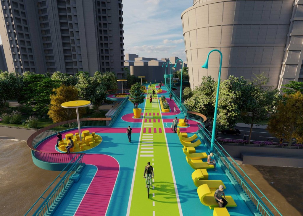 Arquitetos se unem para dar cor e vida à uma ponte de Xangai, na China