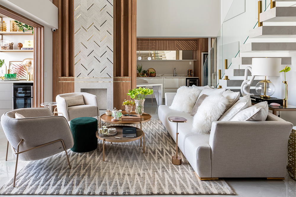 Tons neutros, luxo, conforto e funcionalidade definem apê duplex de 200 m²