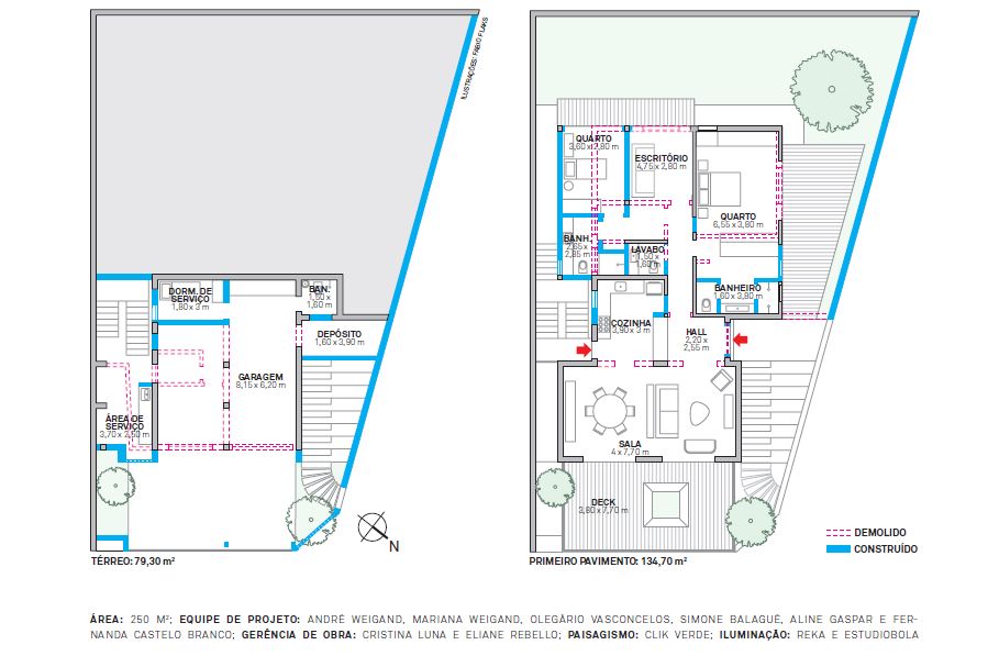 Aproveitando um corredor inutilizado, a área íntima  cou maior e se uniu ao jardim dos fundos, disposto em L. Há dois quartos, e o escritório pode, no futuro, se converter no terceiro.