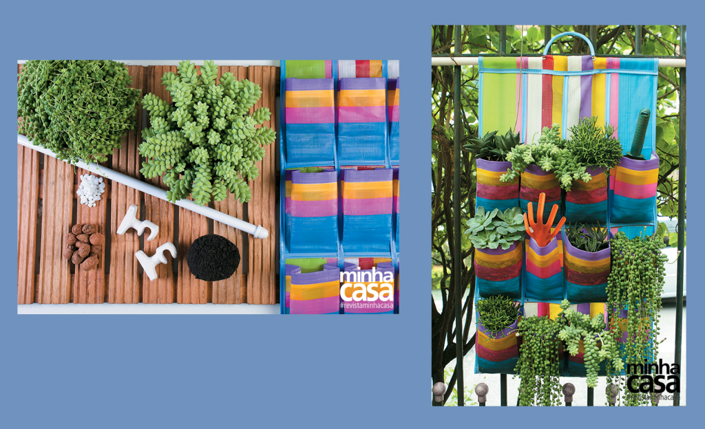 Monte um jardim vertical em uma sapateira