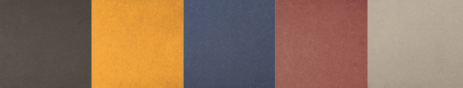Colorida em toda a espessura, a chapa Innovus Coloured MDF (2,80 x 2,07 m e 19 mm de espessura), da Arauco, vai em revestimentos e m&oacute;veis. S&atilde;o estas cinco cores