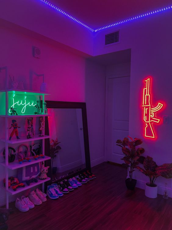 Quarto com luz neon