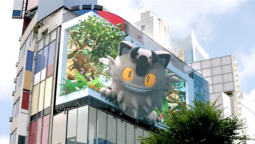 Outdoor tridimensional em esquina de prédio com pokemon.