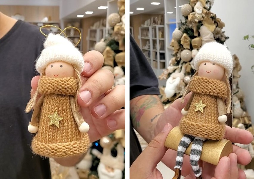 passo-a-passo-montar-arvore-de-natal-igual-as-do-shopping-10 Passo a passo para montar uma Árvore de Natal igual às do shopping. Na foto, enfeites de natal de bonequinha.