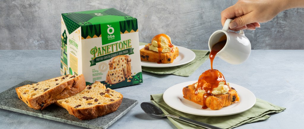 Bread pudding de panettone com caramelo de baunilha