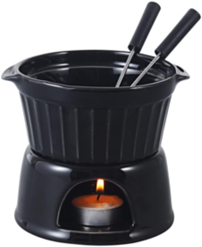 Aparelho de Fondue 4 Peças de Porcelana Classic Preto